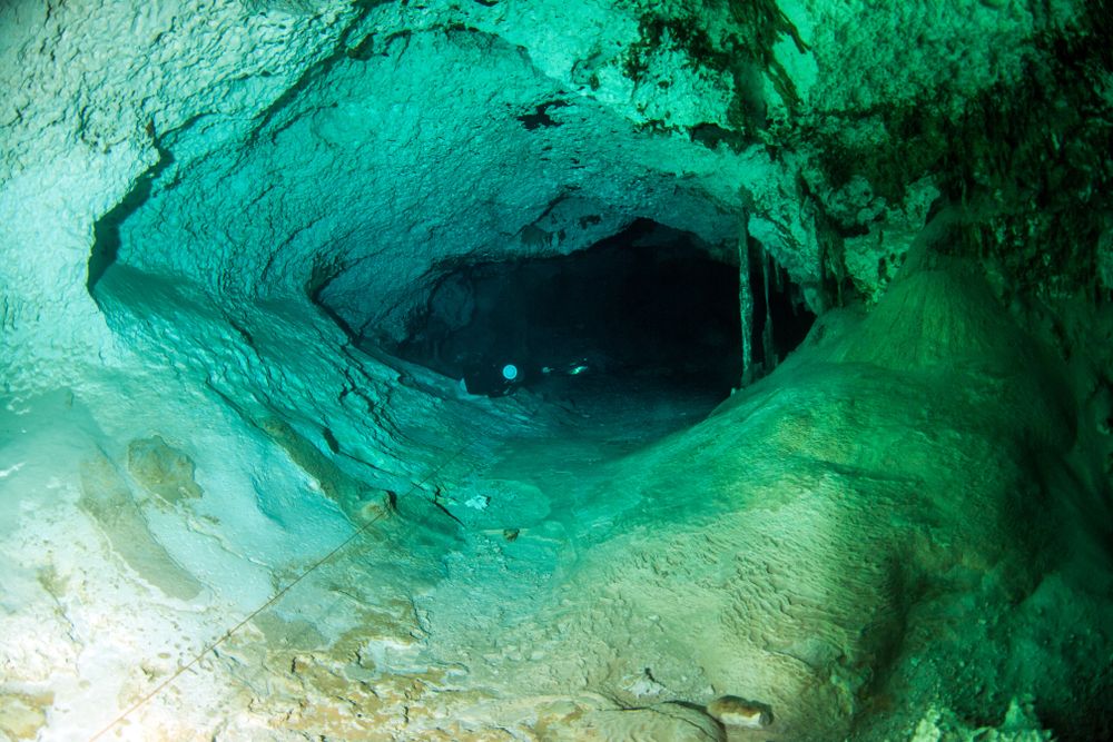 Underwater cave at Cenotes Dos Ojos