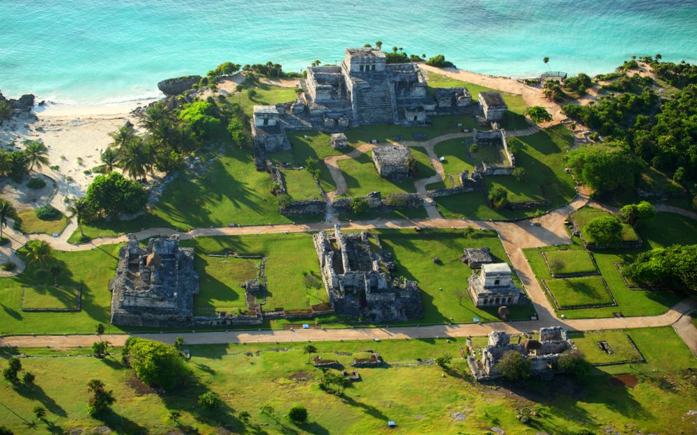 Aerial view of Tulum Archaeological Zone