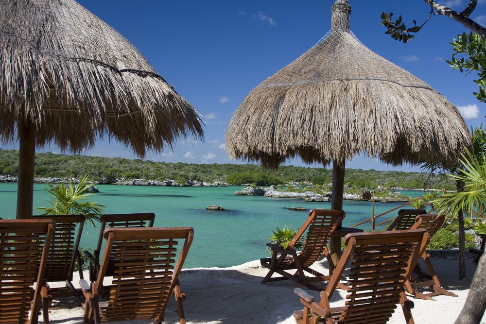 Beach huts and chairs at Xel-Ha Park