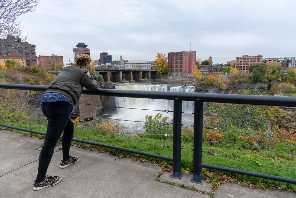 A woman admiring High Falls