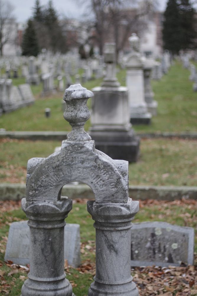 A headstone at Mount Hope Cemetery
