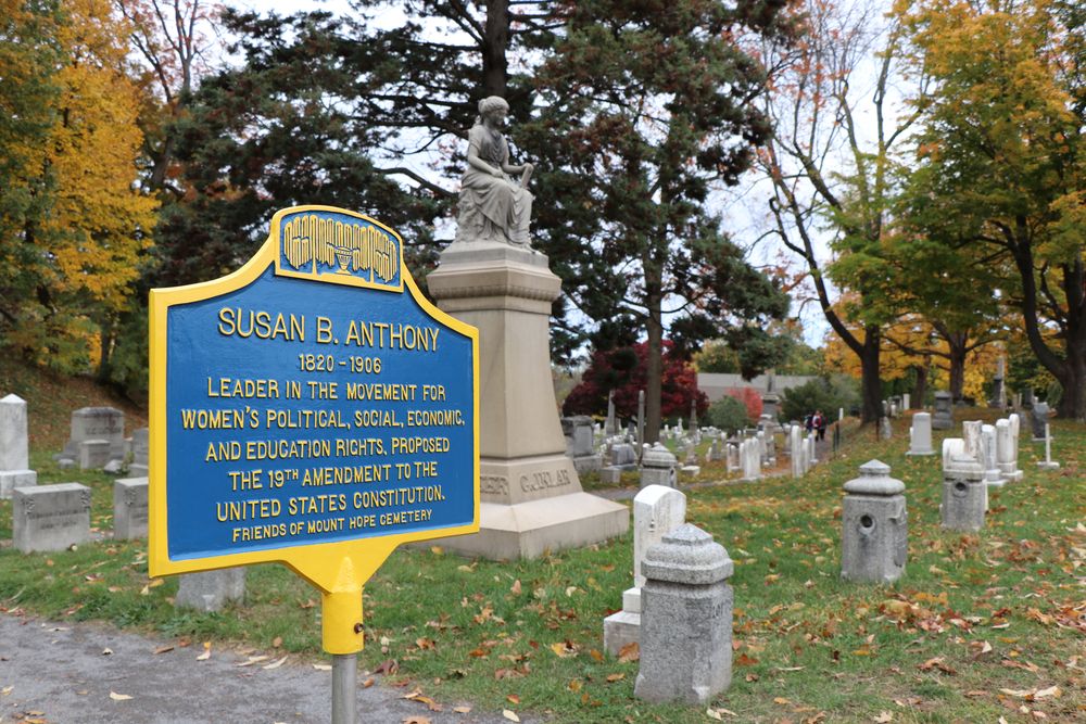 Grave marker of Susan B. Anthony at Mount Hope Cemetery