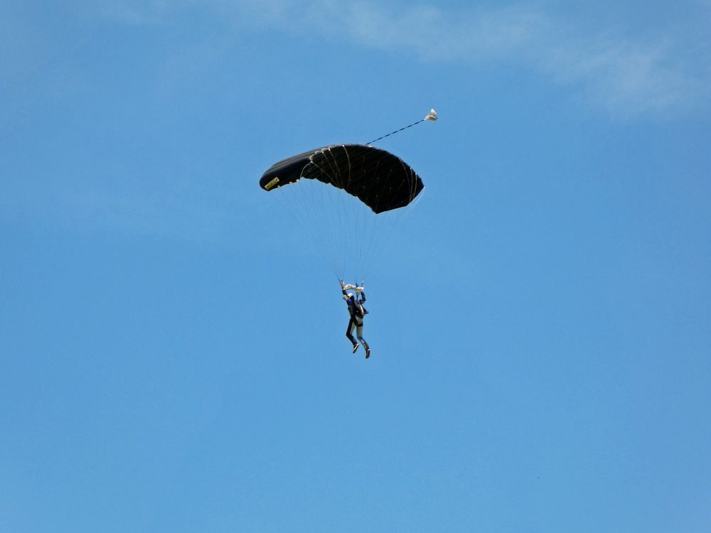 A skydiver midair over Chicagoland Skydiving Center