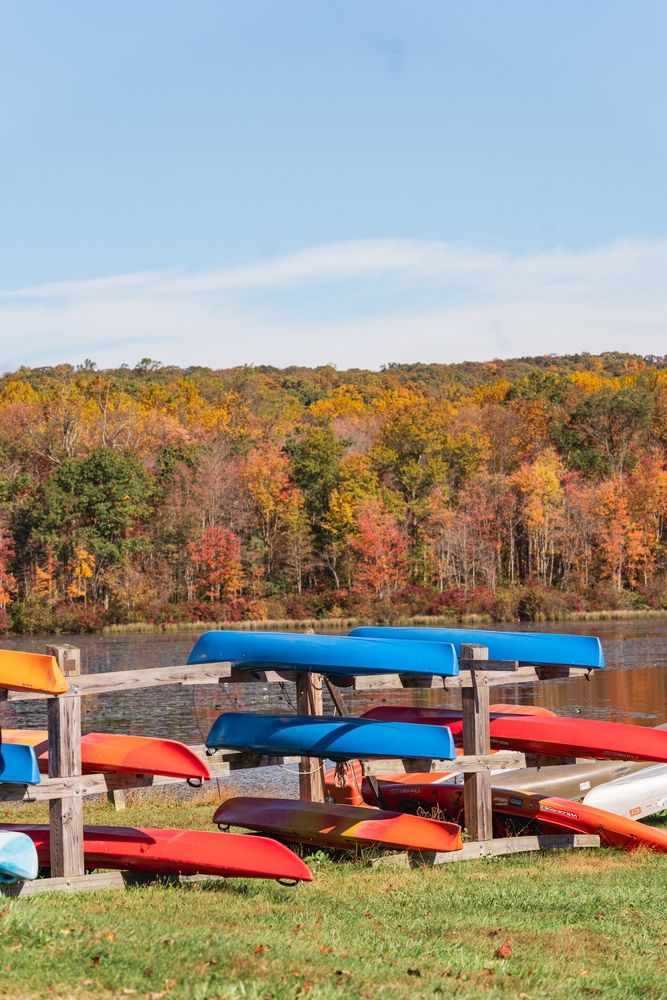 Stacked canoes at French Creek State Park
