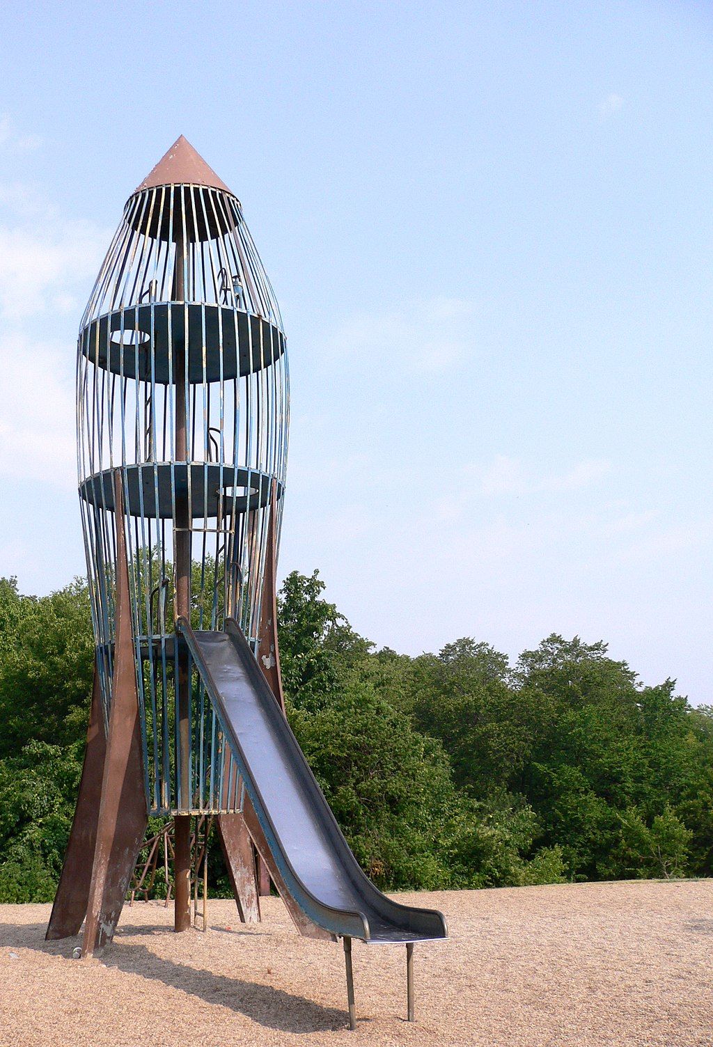 Rocket ship slide at Heights Park
