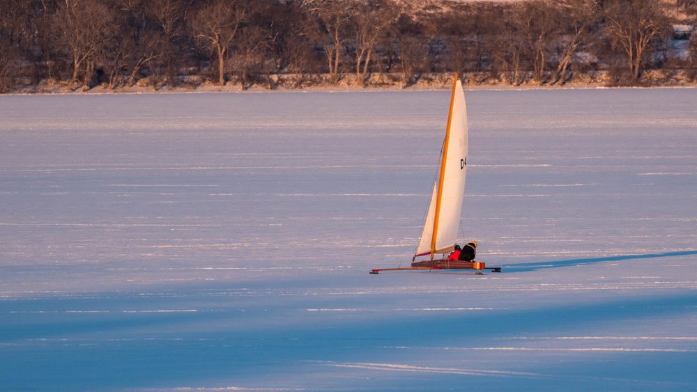 Ice sailing on Lake Pepin