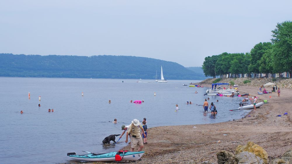 People enjoying the waters of Lake Pepin