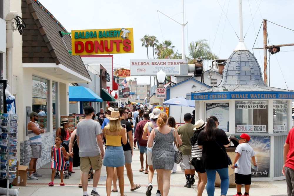 People strolling along Balboa Fun Zone
