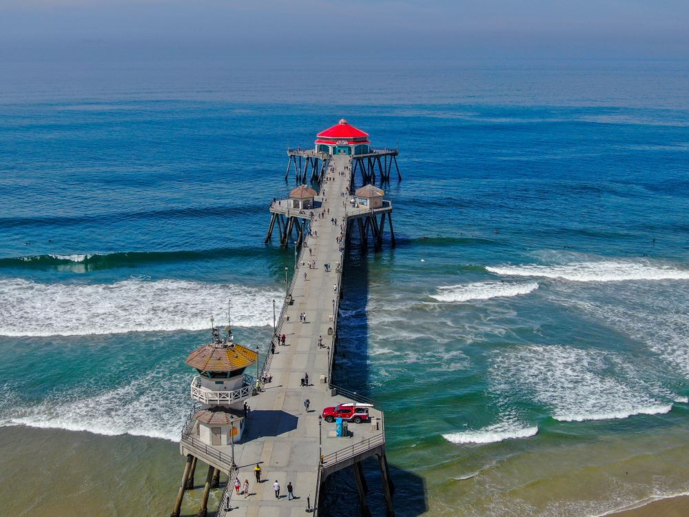 Aerial view of Huntington Beach Pier