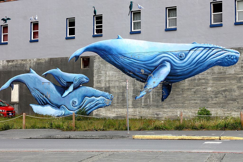Whales mural at Seward