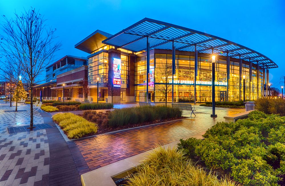 Night view of Sandy Springs Performing Arts Center