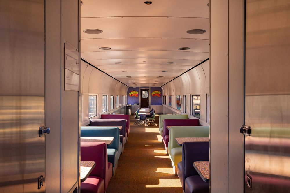 Interior of a train at McCormick-Stillman Railroad Park