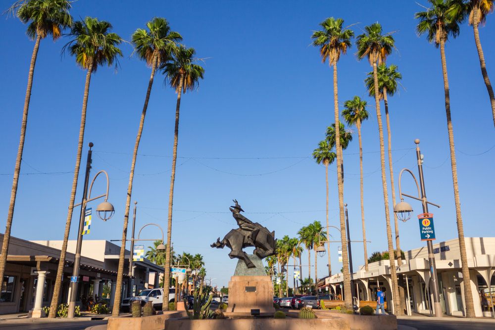 Sculpture in the middle of Scottsdale Art District