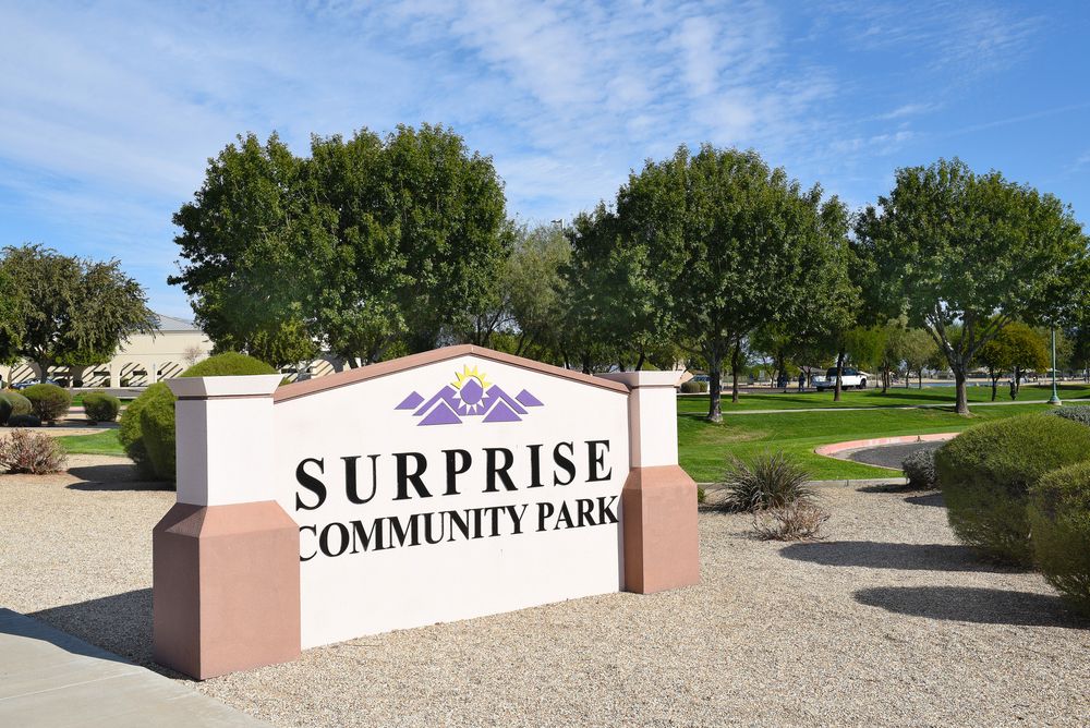 Welcome sign of Surprise Community Park