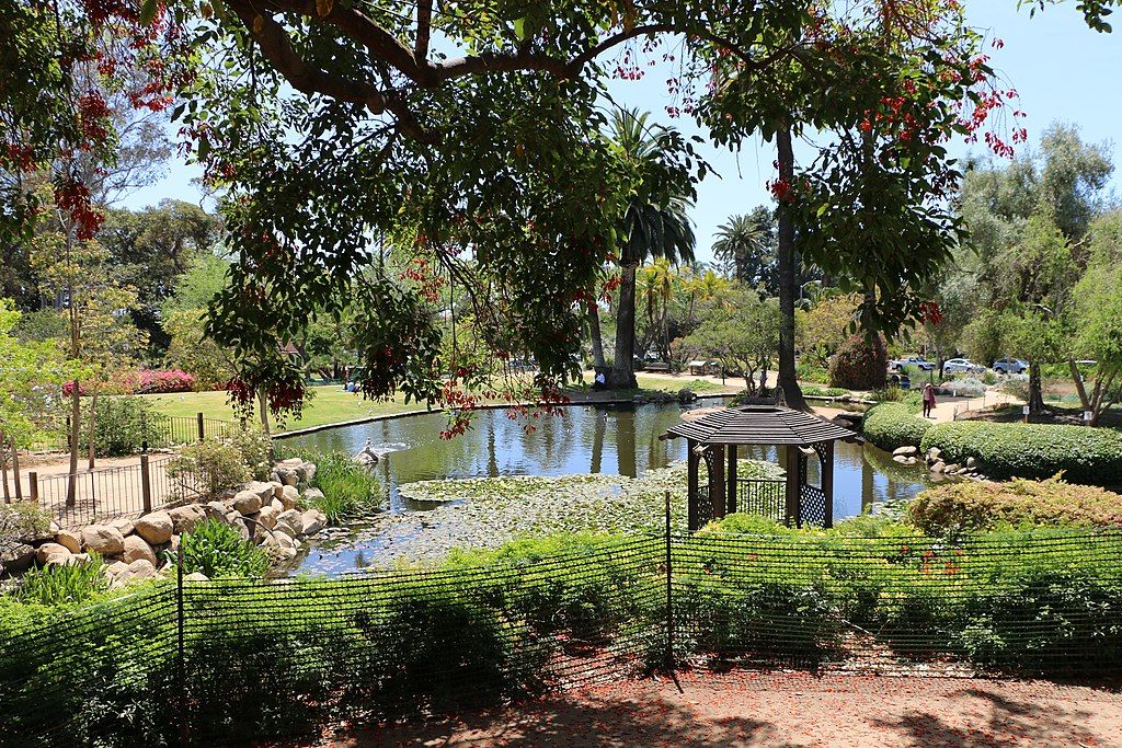Pond and gazebo at Alice Keck Park Memorial Garden