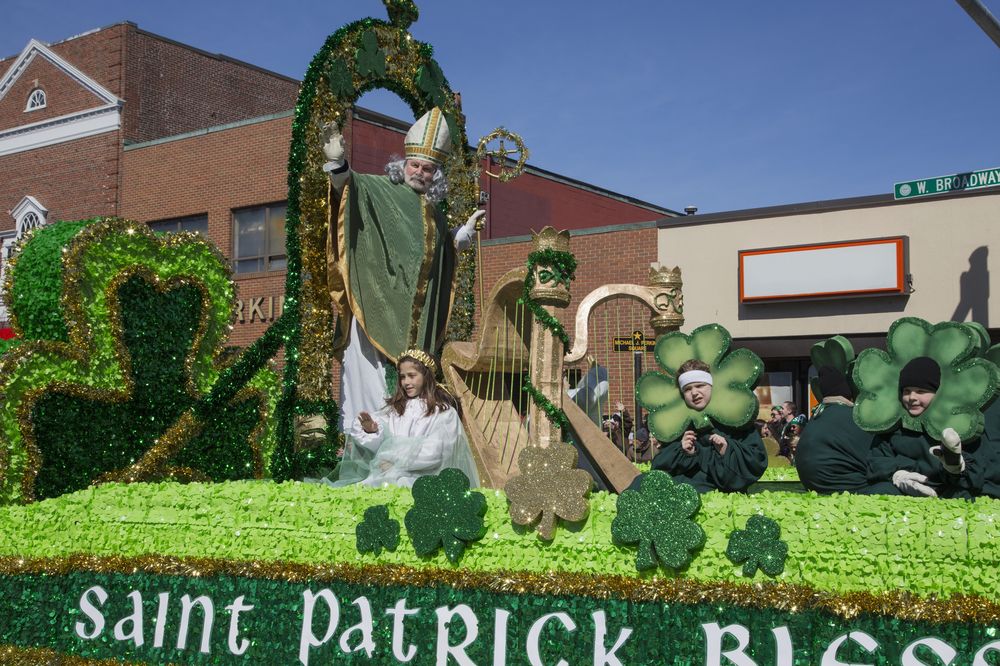 Patron saint float at St. Patrick’s Day Parade