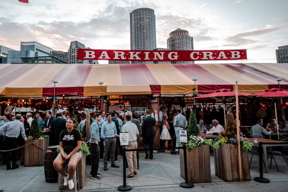 People outside The Barking Crab