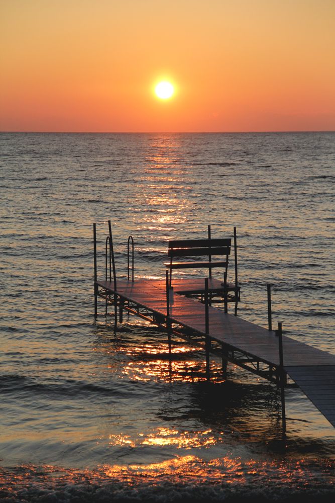A small dock on Sister Bay Beach