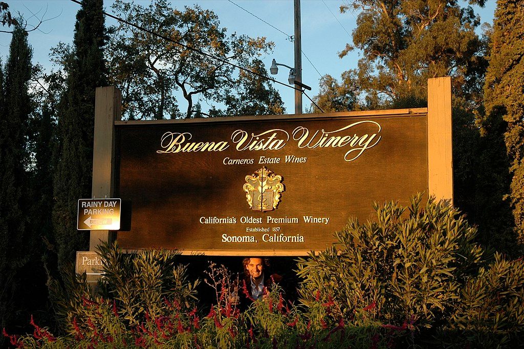 Welcome sign of Buena Vista Winery