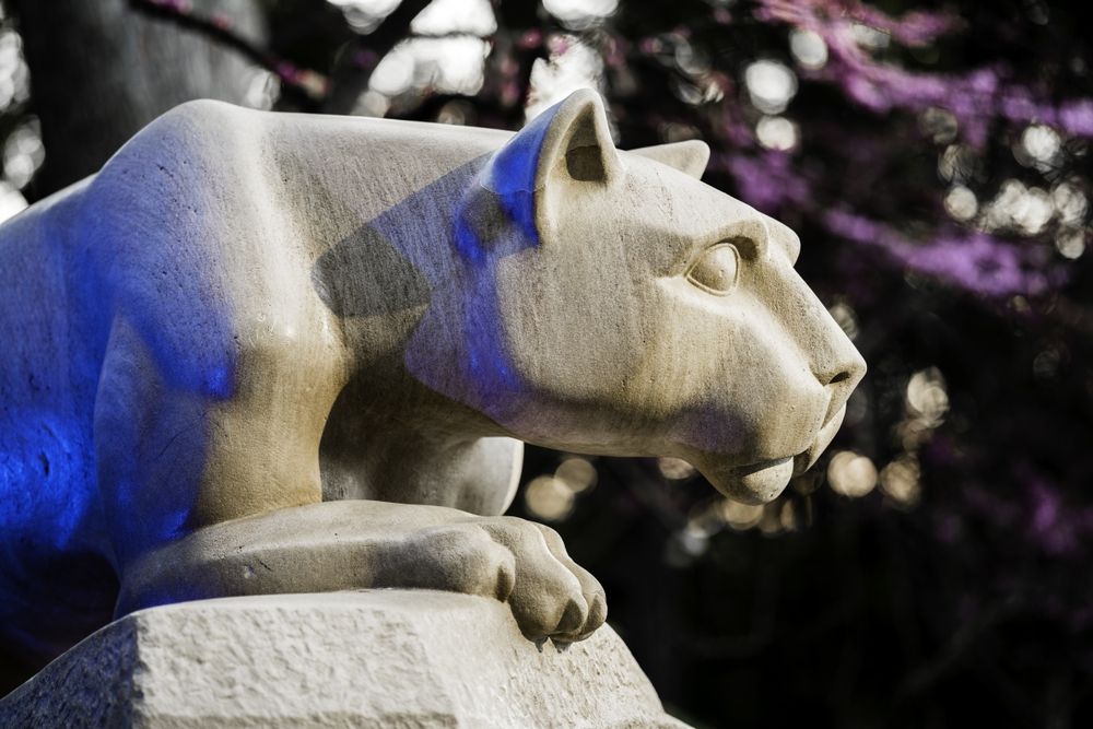 Close view of the Nittany Lion Shrine