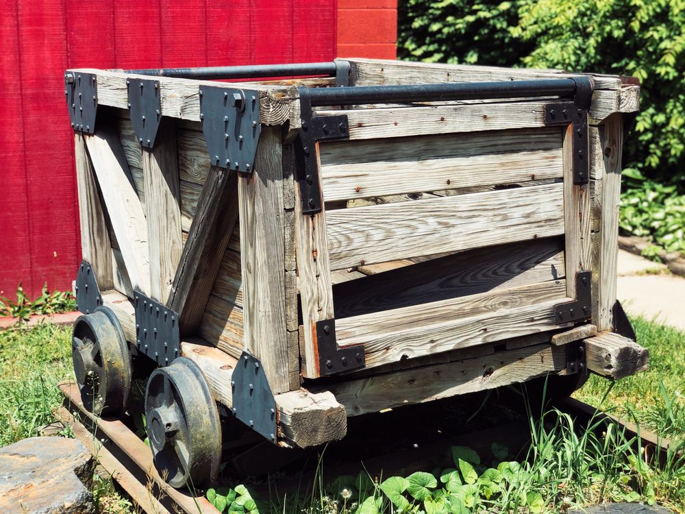 Wooden coal cart at No. 9 Coal Mine and Museum