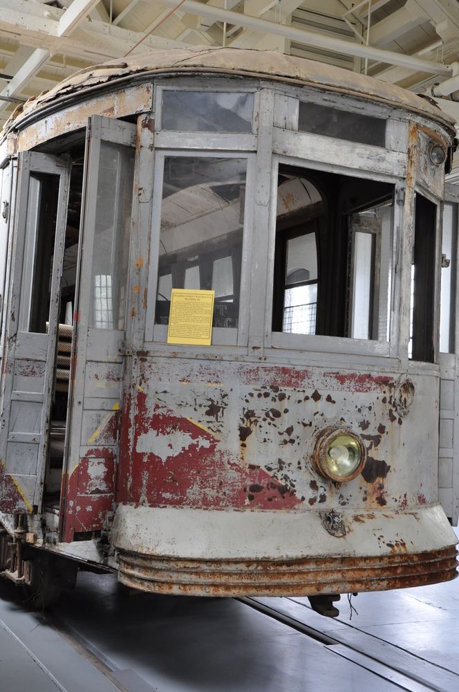 Front part of a trolley at Electric City Trolley Museum