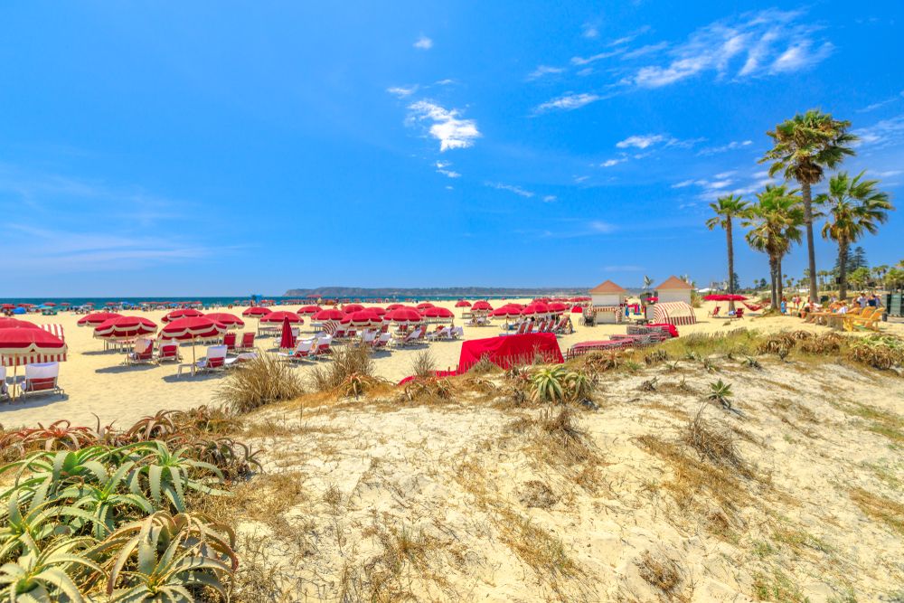 Beach umbrellas at Coronado Central Beach