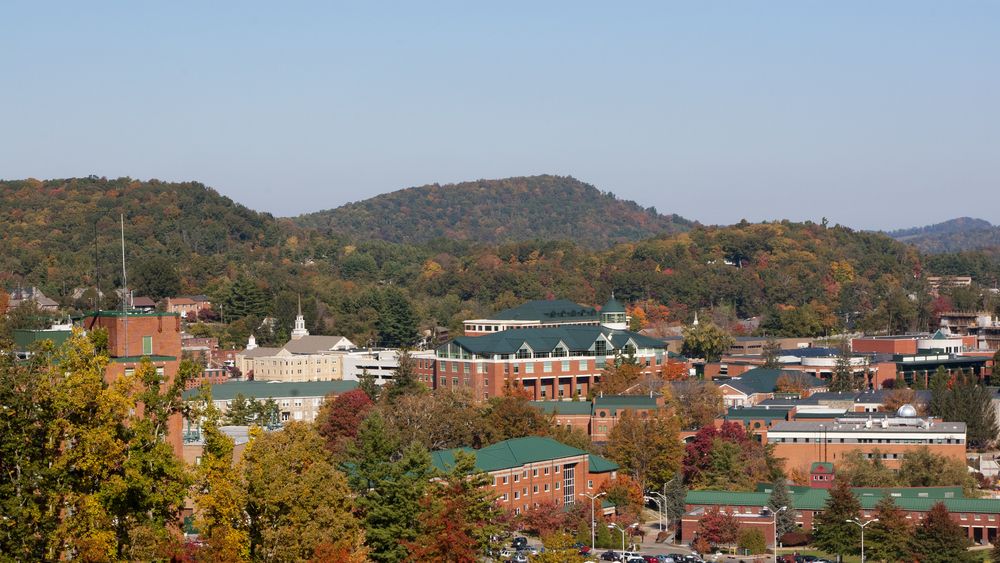 Aerial view of Appalachian State University