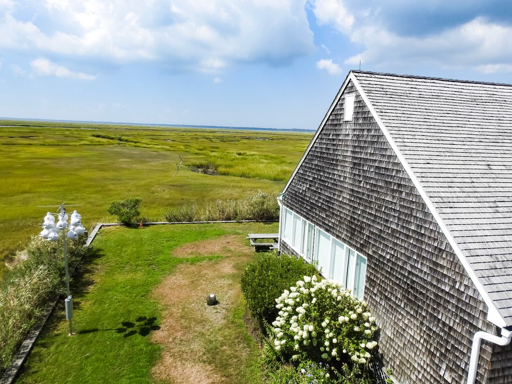 Exterior view of a house at Wetlands institute.