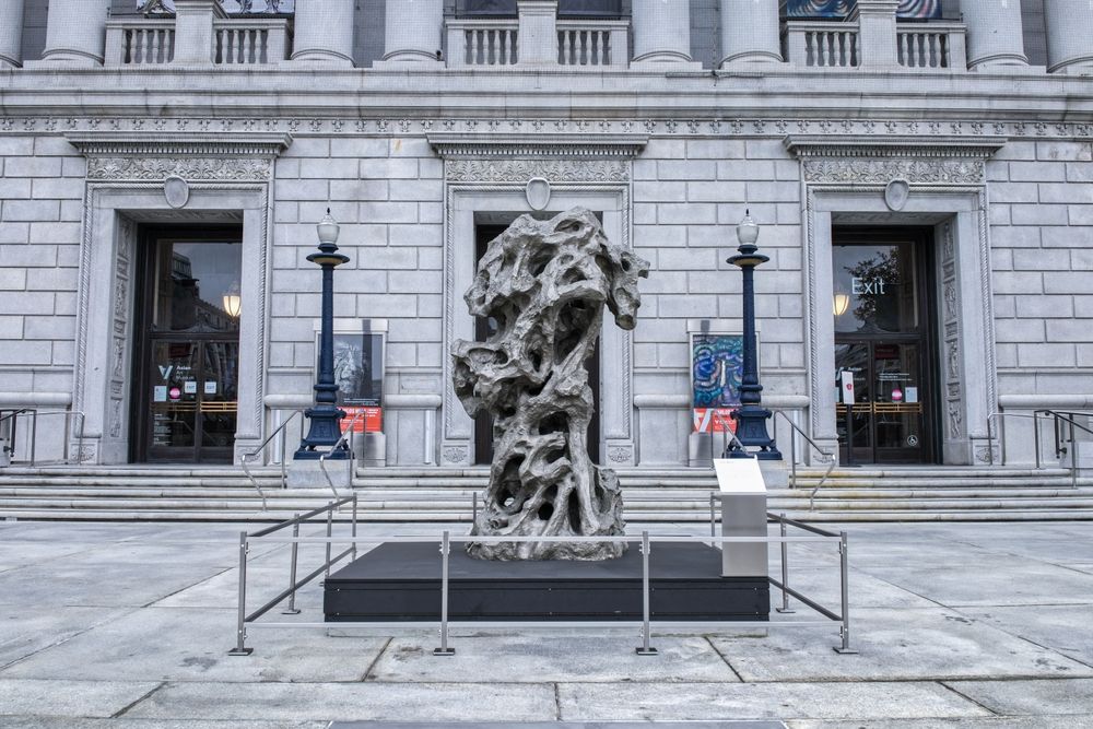 A sculpture on the grounds of Asian Art Museum