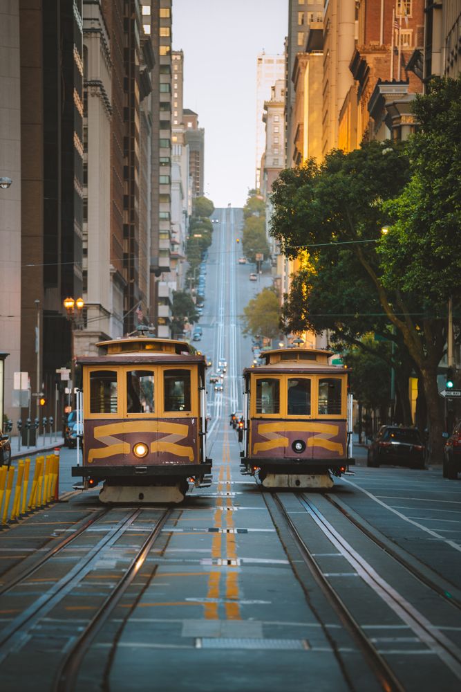 Cable cars on the street