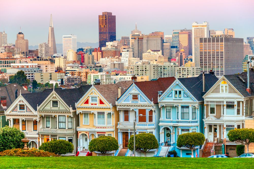 Daytime view of The Painted Ladies