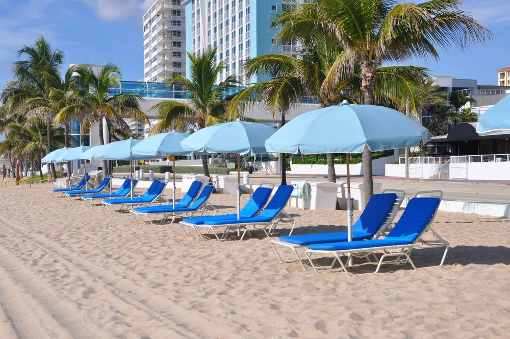 Empty beach chairs at Fort Lauderdale Beach