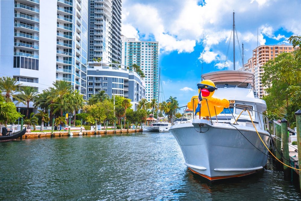 Yacht docked at Riverwalk Fort Lauderdale