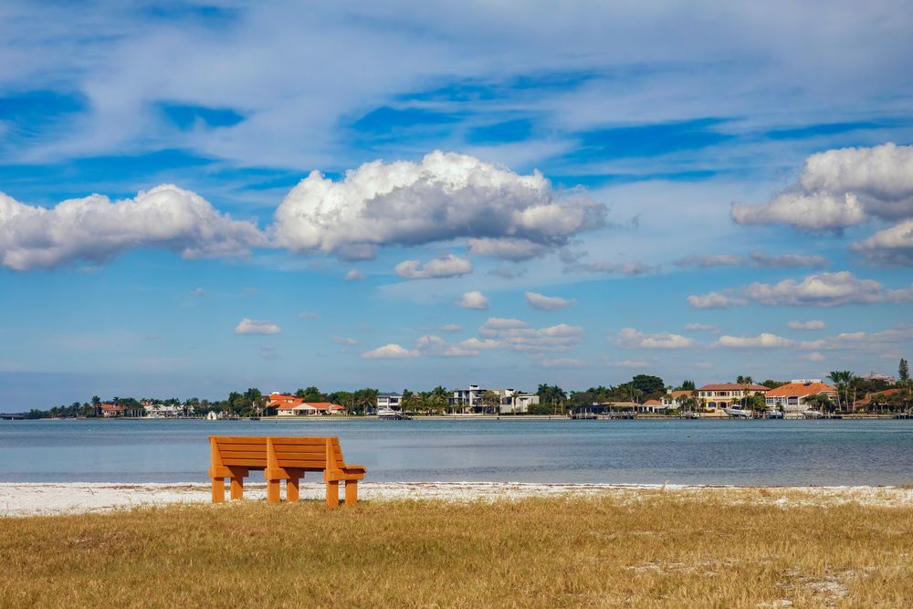 Bench overlooking the waters of South Lido Park