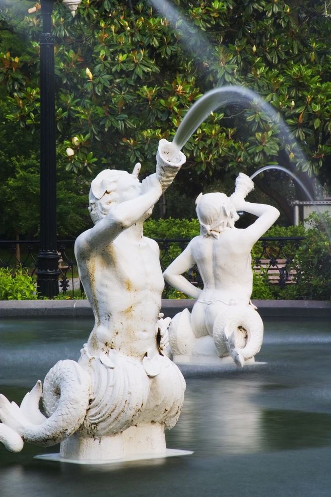 Sculptures on the Iconic Fountain in Forsyth Park