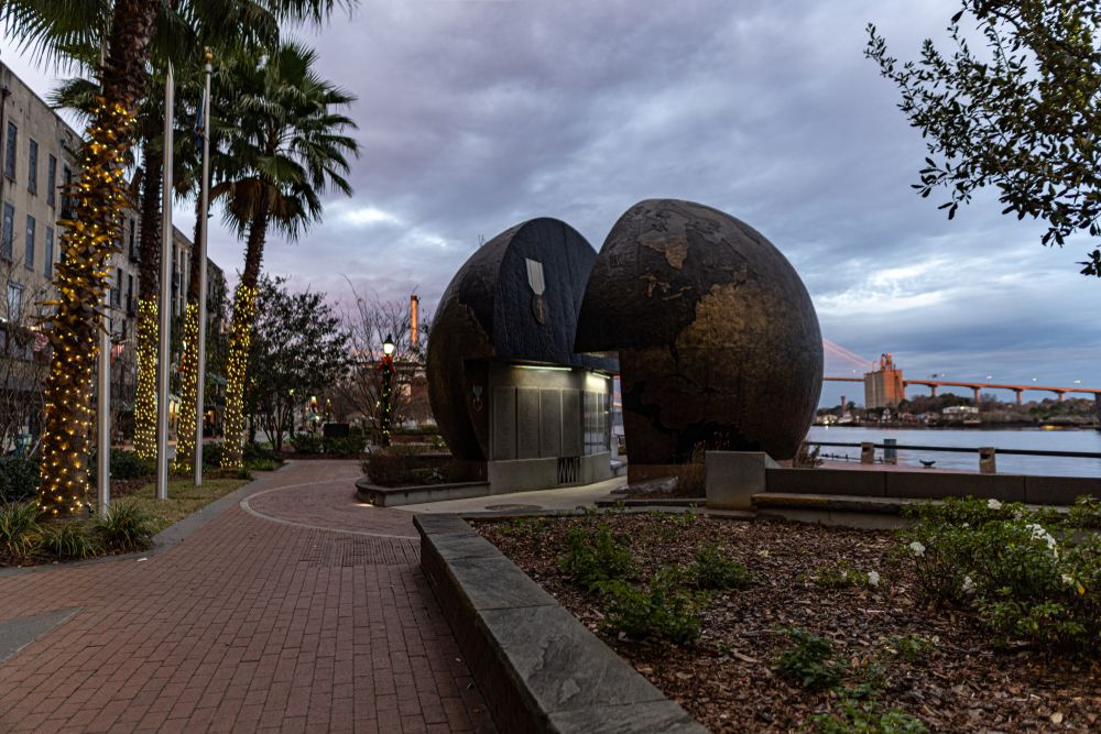 Side view of the World Apart Monument