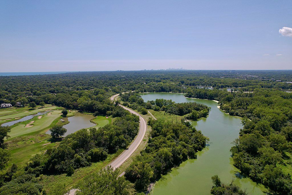 Aerial view of Skokie Lagoons