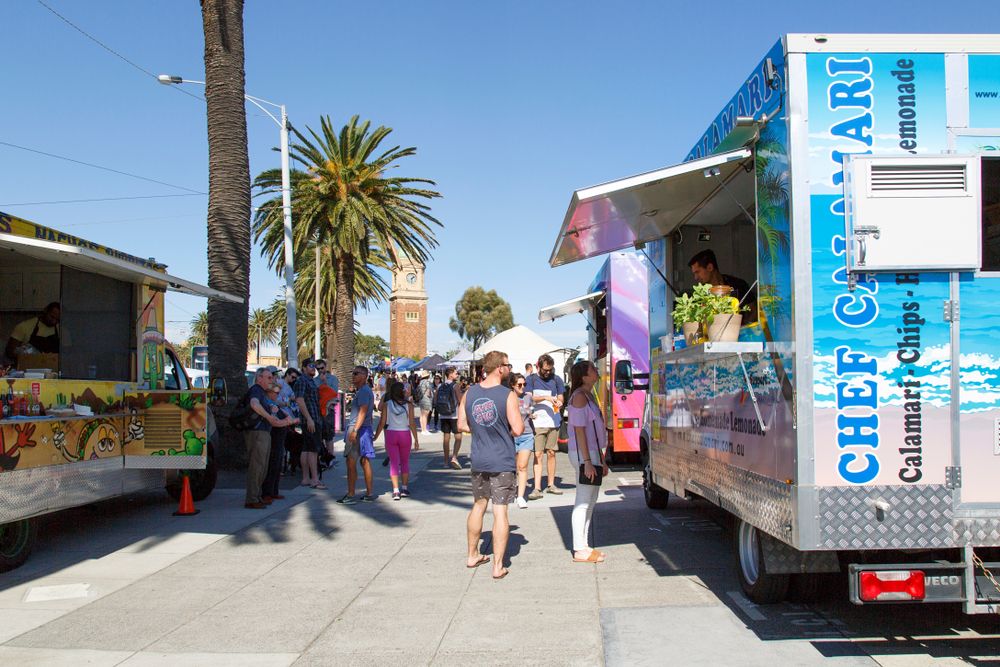 People shopping at Kilda Esplanade Market