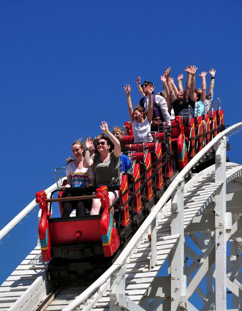 People riding the rollercoaster in Luna Park