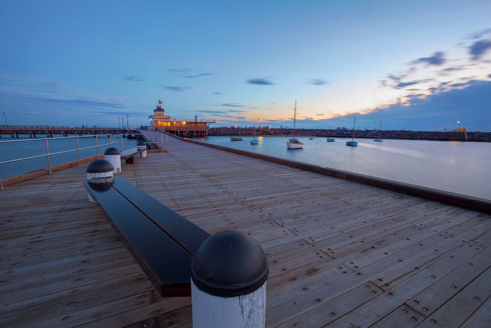 Sunset over St Kilda Beach pier