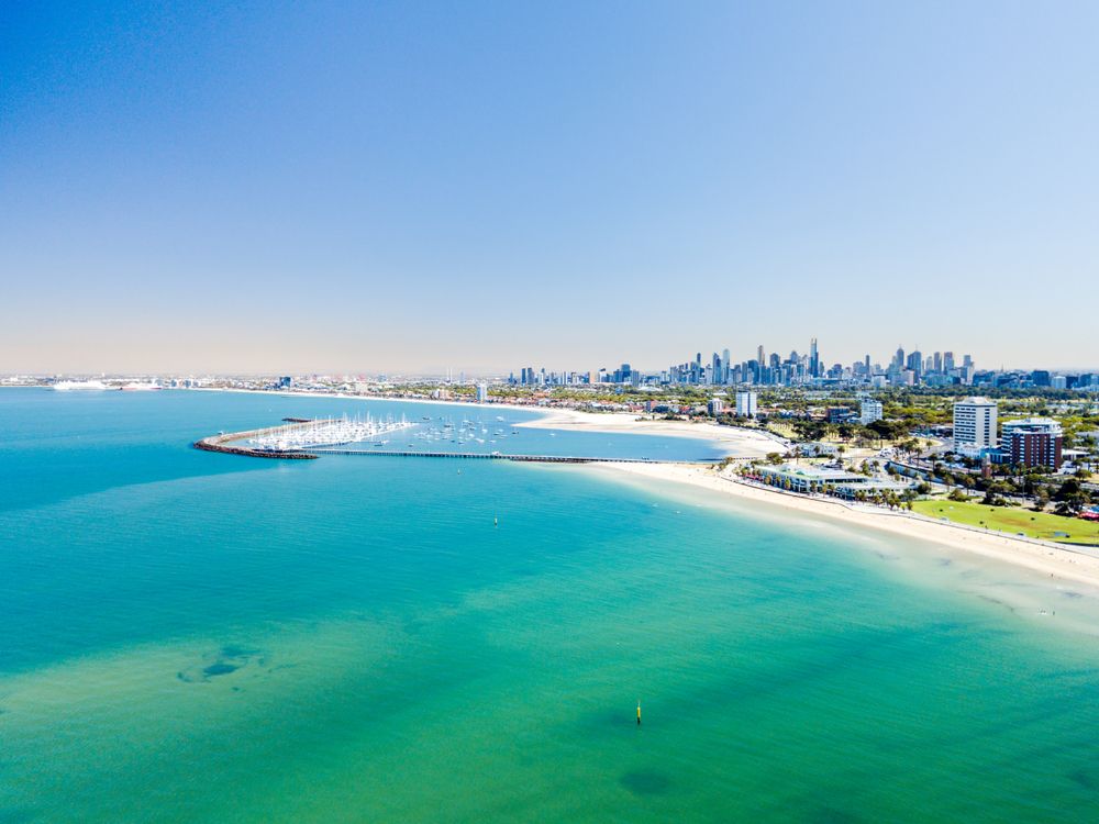 Aerial view of St Kilda Beach