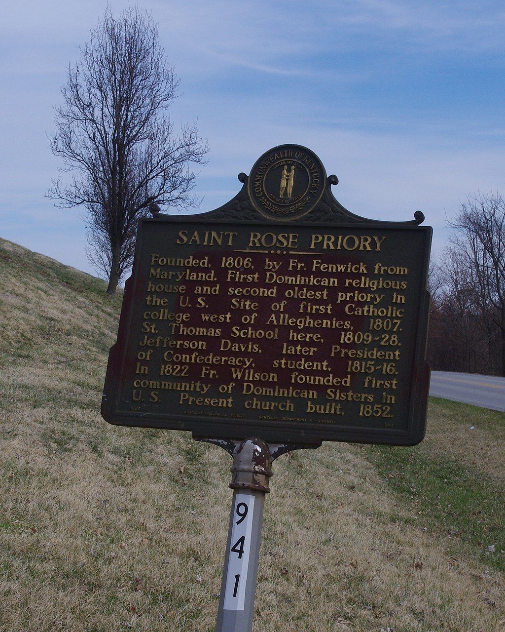 History marker of St. Rose Priory Church