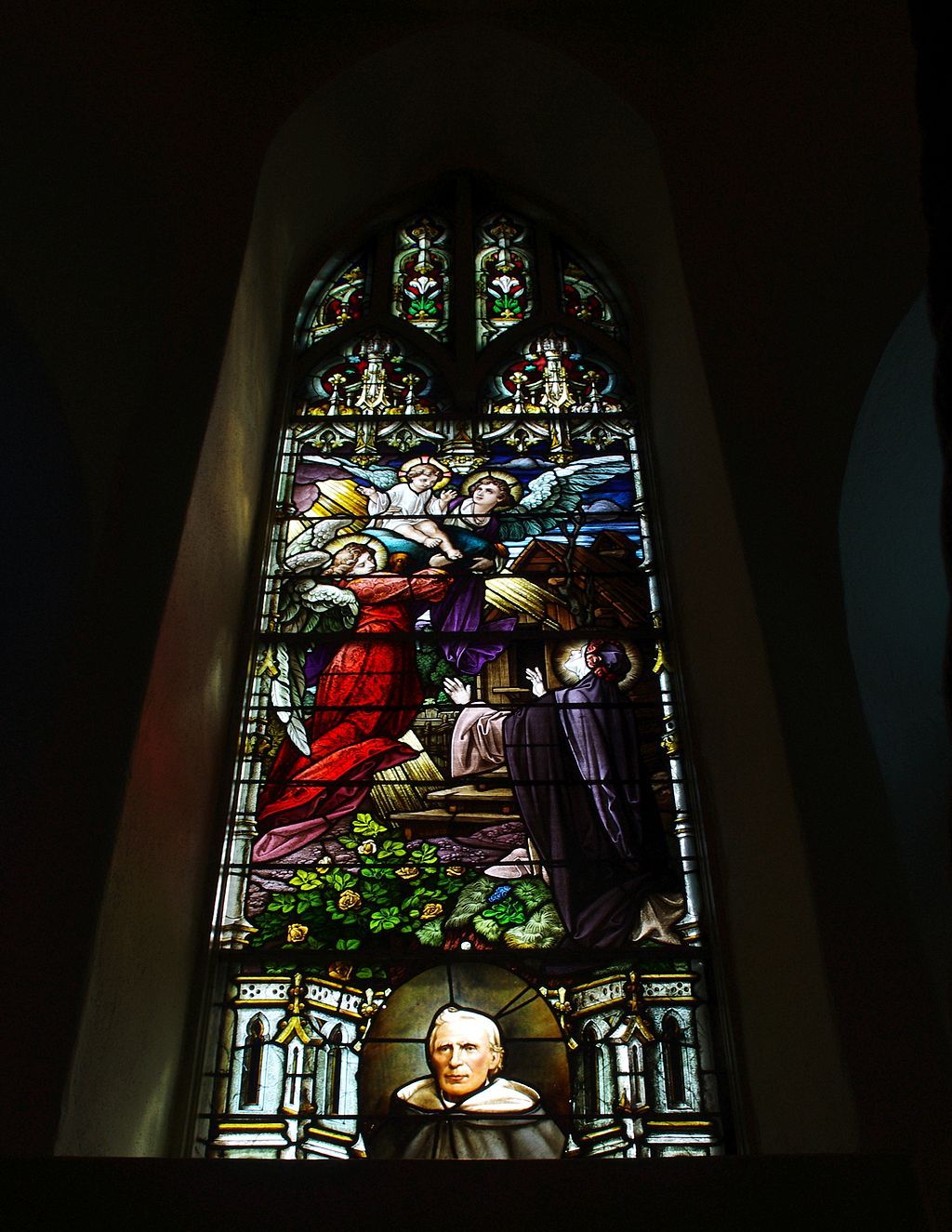 Stained glass window of St. Rose Priory Church