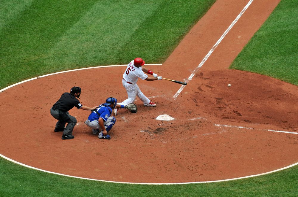 Baseball players in the Busch Stadium