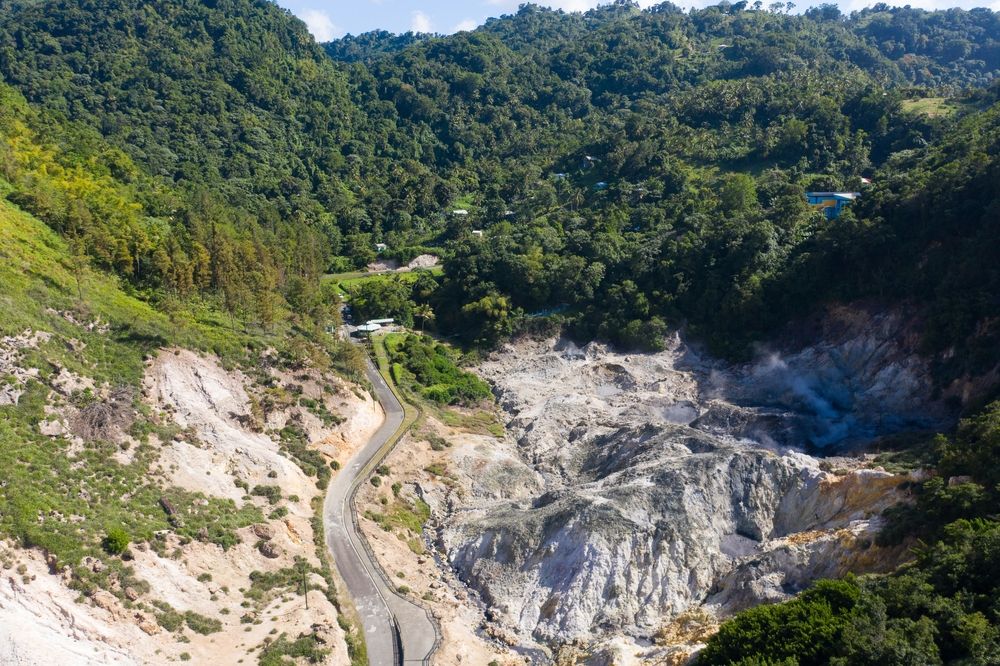Aerial view of La Soufrière road