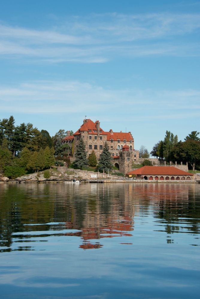 View of Singer Castle on Dark Island from across the water