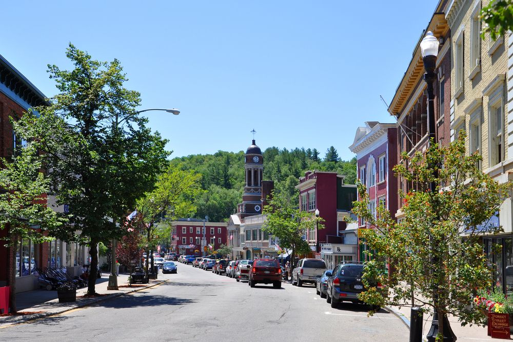 The road of Downtown Saranac Lake