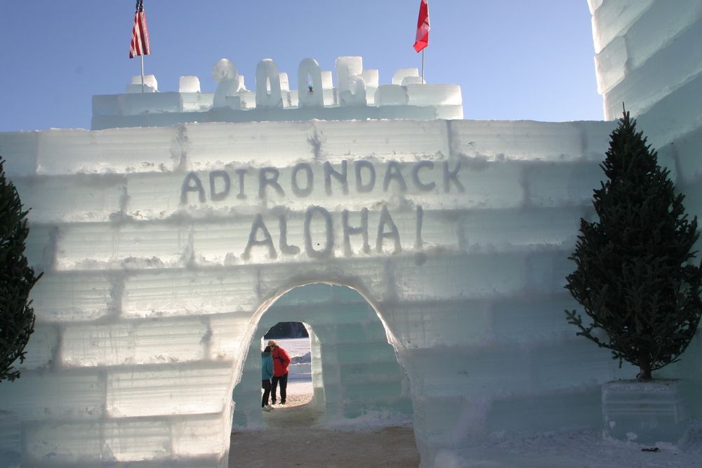 Entryway of Saranac Lake Winter Carnival's ice castle