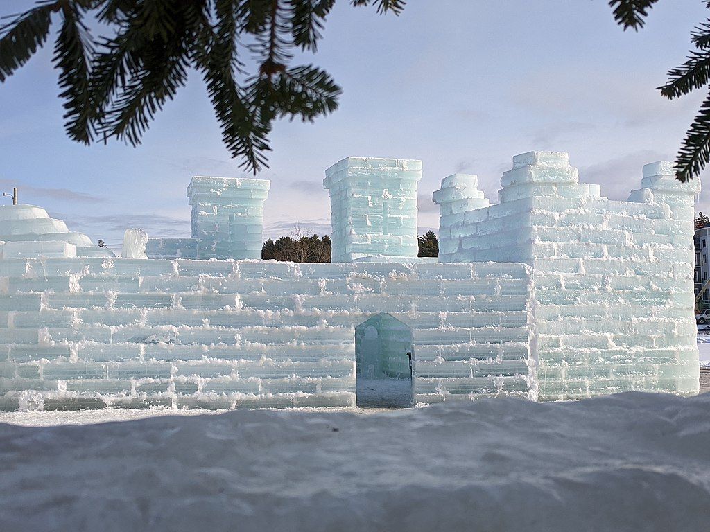 Exterior of Saranac Lake Winter Carnival's ice castle